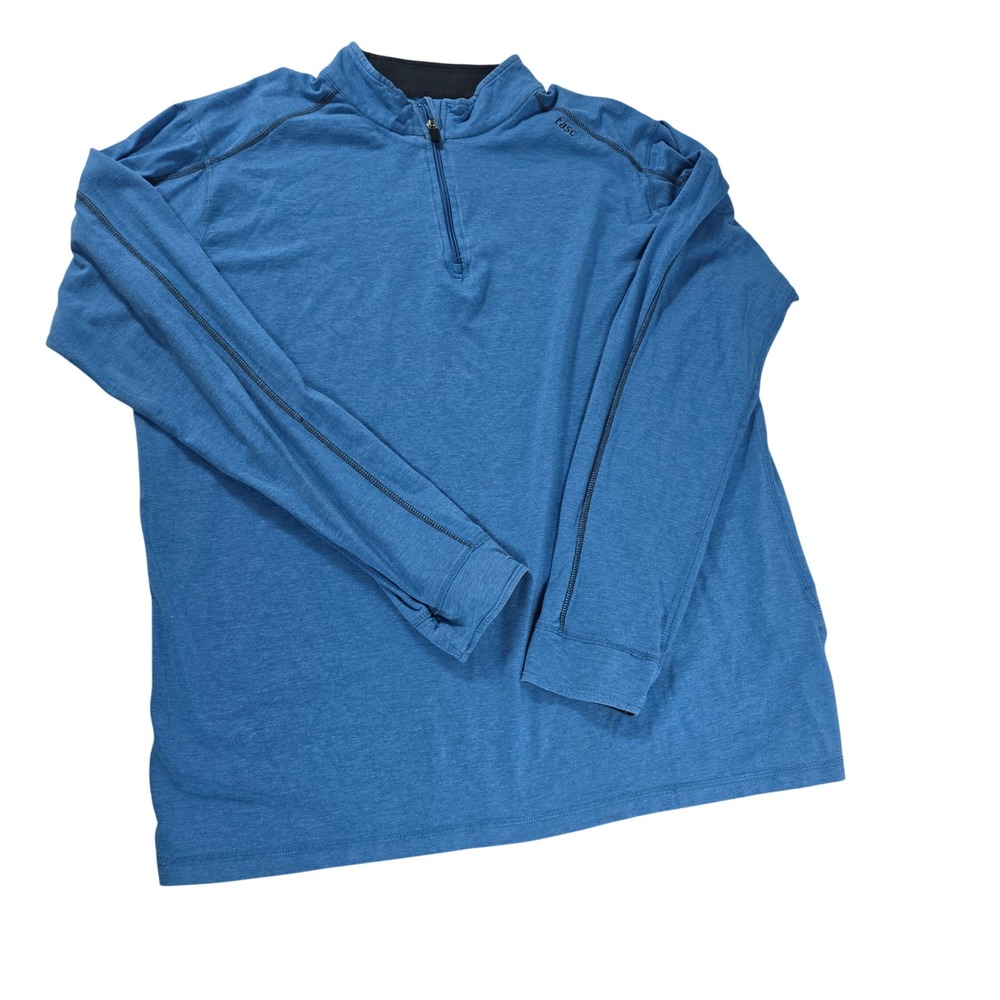 Tasc Performance Mens XL Blue Bamboo Organic Cotton Quarter Zip Pullover Shirt